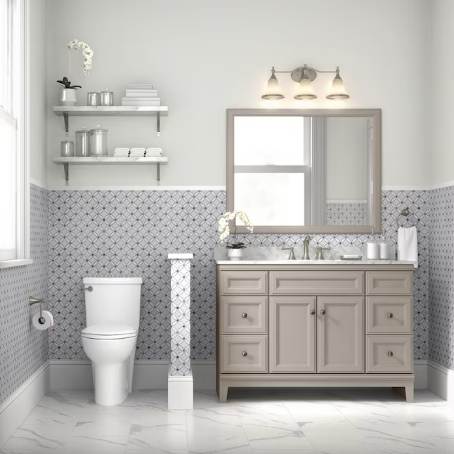 Diamond NOW Calhoun Mueble bajo de tocador de baño gris nube de 48 pulgadas sin tapa