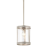 Kichler Angelica Polished Nickel Industrial Clear Glass Cylinder Mini Hanging Pendant Light