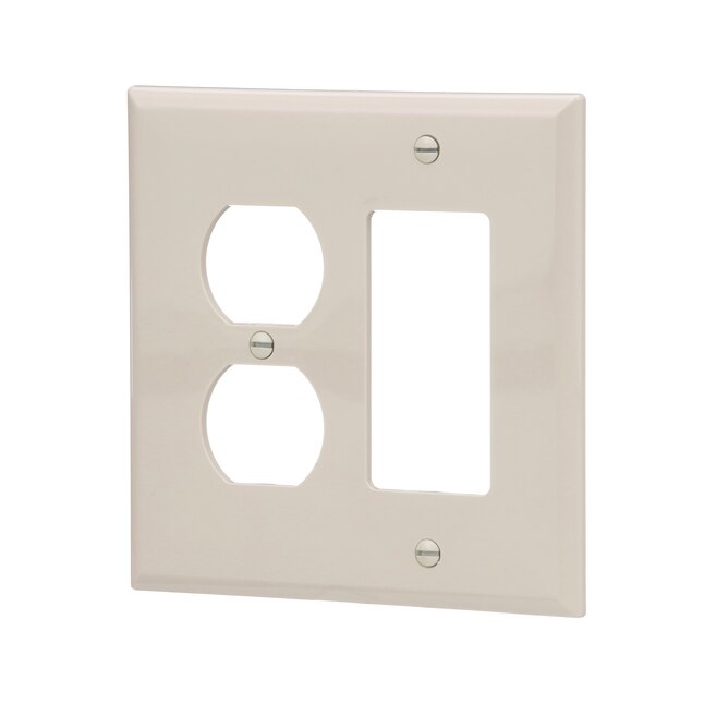 Eaton 2-Gang Midsize Light Almond Polycarbonate Indoor Duplex/Decorator Wall Plate