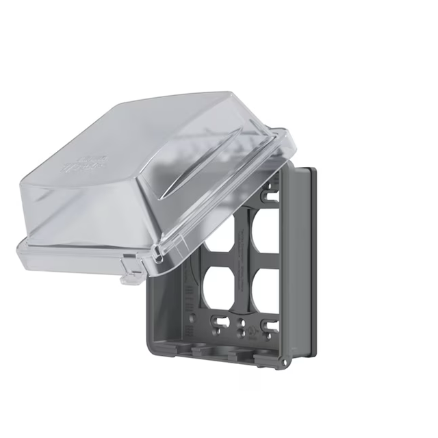 Hubbell TayMac 2-Gang Square Clear Plastic Weatherproof Electrical Box Cover