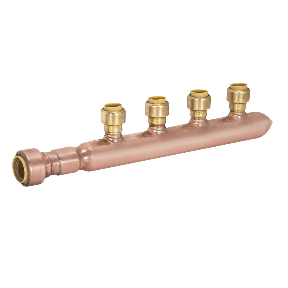 Sioux Chief 3/4" x 1/2" Copper Push-Fit Closed End Manifold (4-Port)