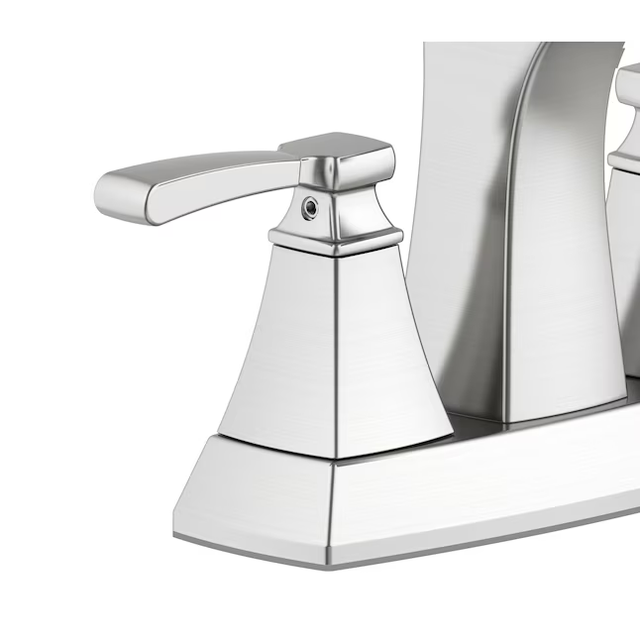 allen + roth Chesler Brushed Nickel 4-in centerset 2-Handle WaterSense Bathroom Sink Faucet with Drain and Deck Plate