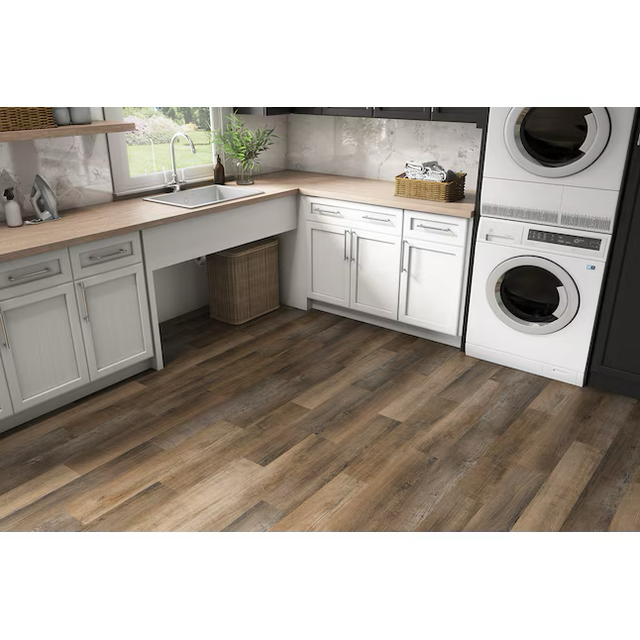 Style Selections Mellbrooke Brown 3-mil x 6-in W x 36-in L Water Resistant Peel and Stick Luxury Vinyl Plank Flooring (21-sq ft/ Carton)