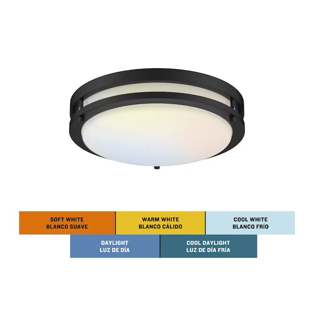 Project Source 1-Light 11-in Matte Black LED Flush Mount Light