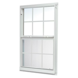 RELIABILT Serie 46000 Nueva construcción Ventana de guillotina de baja emisividad de aluminio blanco de 35-1/2 x 47-1/2 x 2-5/8 pulgadas con rejillas y media pantalla incluida