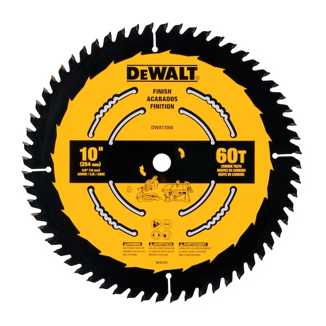 DEWALT Large Diameter Saw Blades 10-in 60-Tooth Fine Finish Tungsten Carbide-tipped Steel Miter/Table Saw Blade