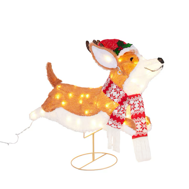 Holiday Living 22-in LED Leaping Corgi Dog Decoration