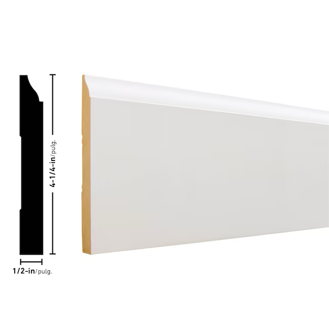 RELIABILT 1/2-in x 4-1/4-in x 12-ft Colonial Primed MDF 620 Baseboard Moulding