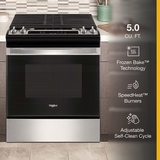 Whirlpool 30-in 4 Burners 5-cu ft Self-cleaning Slide-in Natural Gas Range (Fingerprint Resistant Stainless Steel)