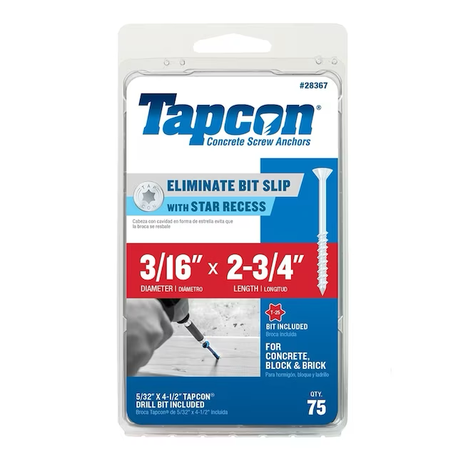 Tapcon 3/16-in x 2-3/4-in Concrete Anchors (75-Pack)