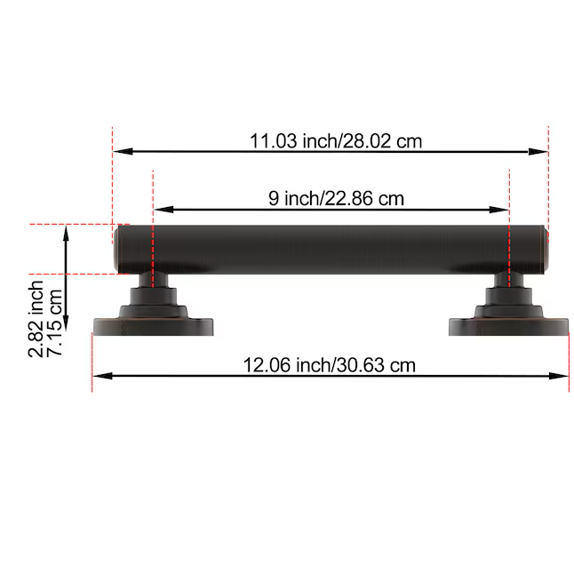 allen + roth Townley 9-in Oil-Rubbed Bronze Wall Mount ADA Compliant Grab Bar (500-lb Weight Capacity)