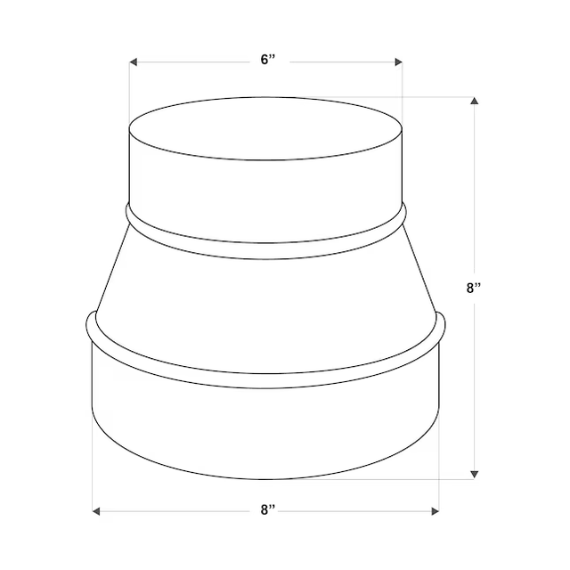 IMPERIAL 8-in 30 Gauge Galvanized Steel Round Duct Reducer