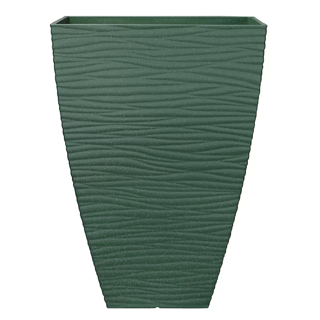 allen + roth Square 14.37-Inches W Large Green Recycled plastic Contemporary/Modern Indoor/Outdoor Planter with Drainage Holes