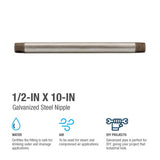 RELIABILT 1/2-in x 10-in Galvanized Nipple