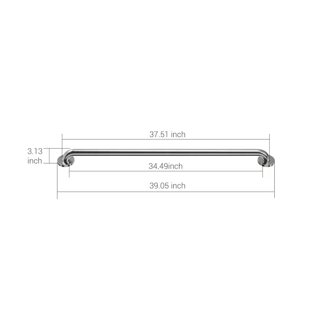 Barra de apoyo para pared de acero inoxidable de 36 pulgadas con tornillos ocultos y que cumple con la ADA (capacidad de peso de 500 lb)