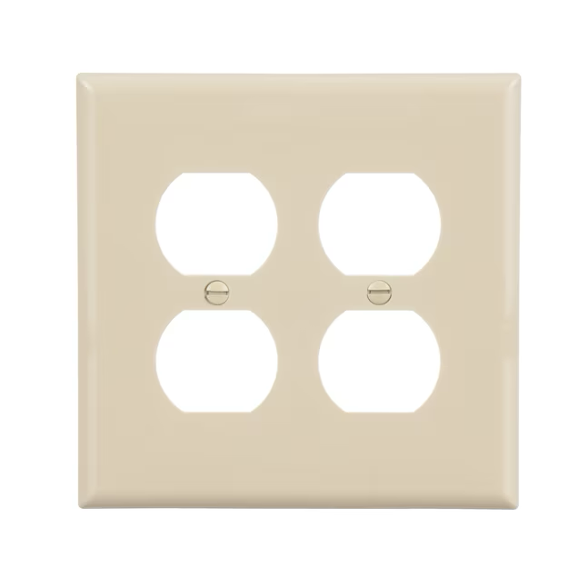 Eaton 2-Gang Midsize Ivory Polycarbonate Indoor Duplex Wall Plate