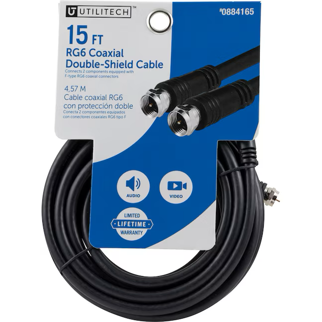 Utilitech 15-ft Rg6 Black Coaxial Cable