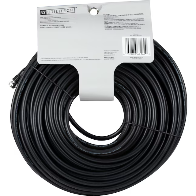 Cable coaxial negro RG6 de 100 pies de Utilitech