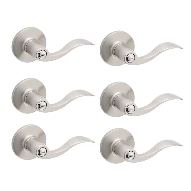 RELIABILT Olivia Satin Nickel Interior Bed/Bath Privacy Door Handle Contractor Pack (6-Pack)