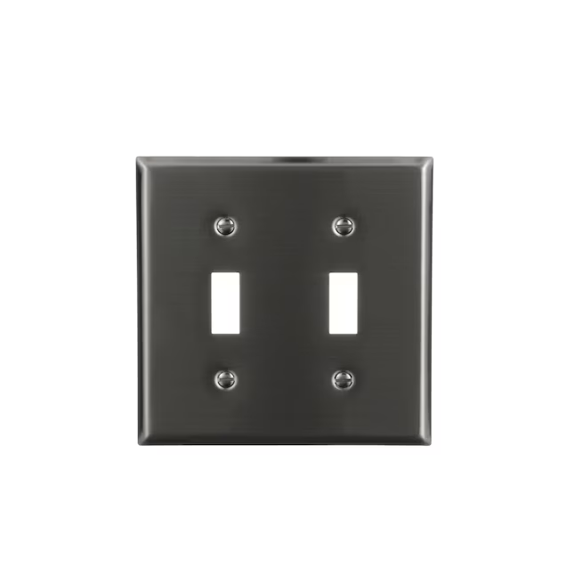 Eaton 2-Gang Standard Size Stainless Steel Stainless Steel Indoor Toggle Wall Plate