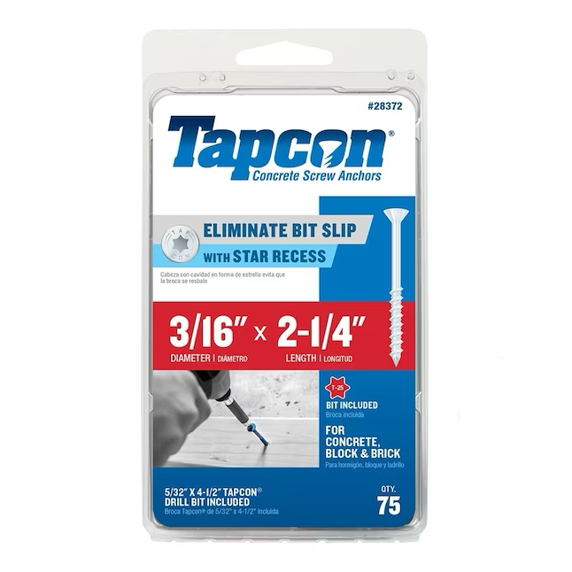 Tapcon 3/16-in x 2-1/4-in Concrete Anchors (75-Pack)