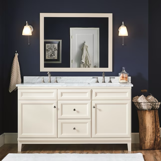 Diamond NOW Calhoun 60-in White Bathroom Vanity Base Cabinet without Top