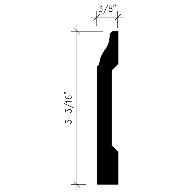 Inteplast Group Building Products 3/8-in x 3-3/16-in x 8-ft Traditional Finished Polystyrene Baseboard Moulding