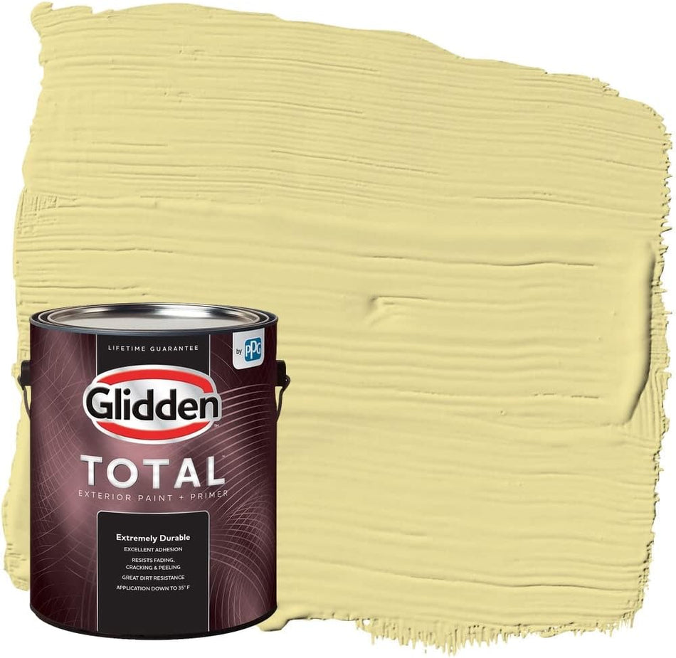 Glidden Total Exterior Paint & Primer Semi-Gloss, Subtle Sunshine