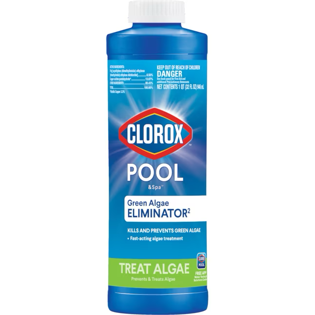 Clorox Pool&amp;Spa 32 oz Eliminador de algas verdes2 Prevención de algas en piscinas