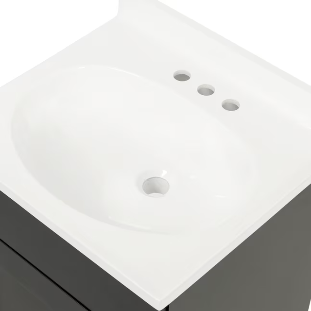 Project Source 18-in Deep Blue Single Sink Bathroom Vanity with White Cultured Marble Top