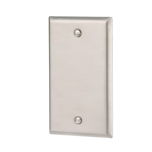 Eaton 1-Gang Standard Size Stainless Steel Stainless Steel Indoor Blank Wall Plate