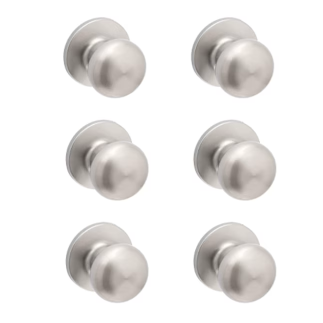 RELIABILT Baron Satin Nickel Interior Hall/Closet Passage Door Knob Contractor Pack (6-Pack)