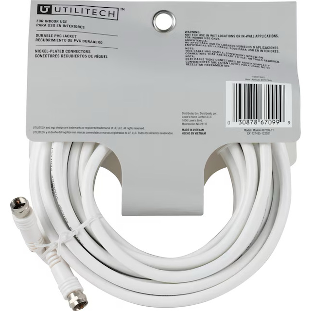 Utilitech 25-ft Rg6 White Coaxial Cable