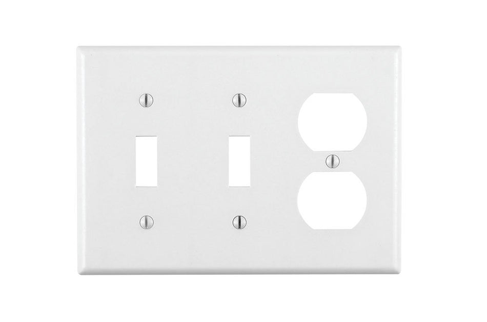 Leviton Placa de pared combinada de 2 palancas y 1 dúplex, tamaño estándar, color blanco