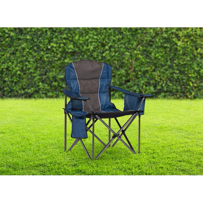 Silla de camping plegable Style Selections de poliéster azul y gris (correa de transporte y asa incluidas)