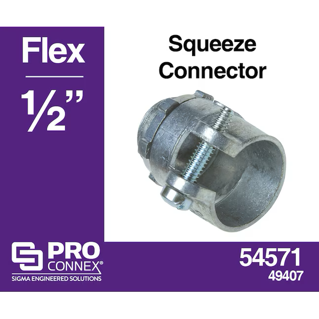 Sigma ProConnex 1/2-in Flexible Die Cast Zinc Squeeze Connector Conduit Fittings