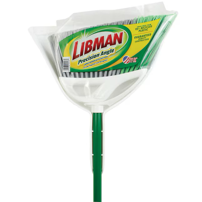 Libman Escoba vertical de ángulo multisuperficie de fibra de poliéster de 13 pulgadas con recogedor