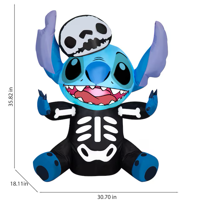 Aufblasbares Disney-Kostüm „Stitch im Skelett“, 91 cm, LED-Beleuchtung