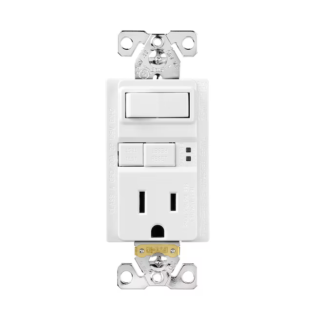 Eaton 15-Amp 125-volt Tamper Resistant GFCI Residential Decorator Switch Outlet, White