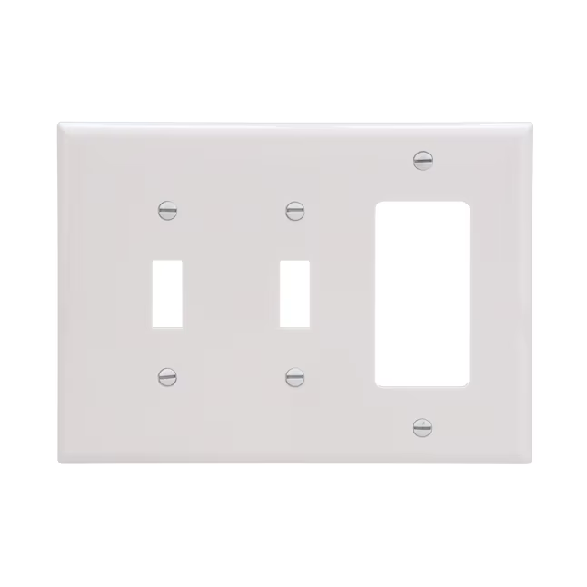 Eaton 3-Gang Midsize White Polycarbonate Indoor Toggle/Decorator Wall Plate