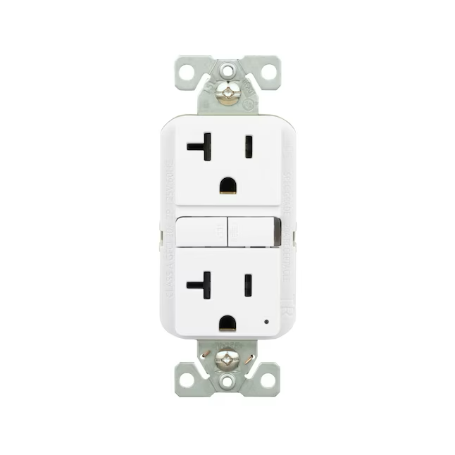 Eaton 20-Amp 125-volt Tamper Resistant GFCI Residential Decorator Outlet, White