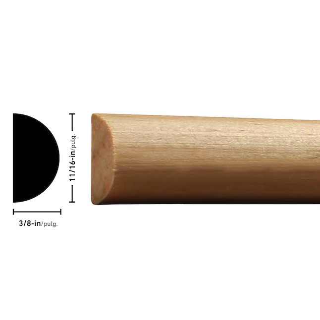 RELIABILT 3/8-in x 11/16-in x 8-ft Unfinished Pine Half Round Moulding