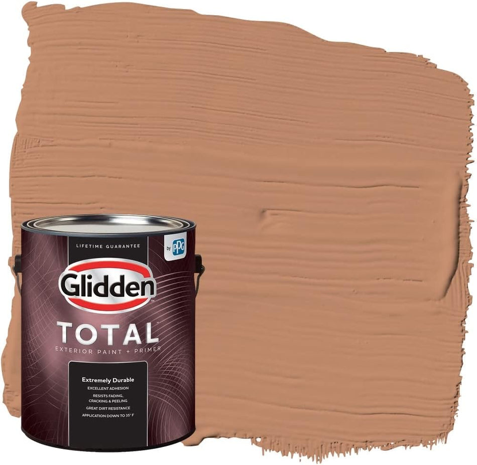 Glidden Total Exterior Paint & Primer Semi-Gloss, Honey Graham