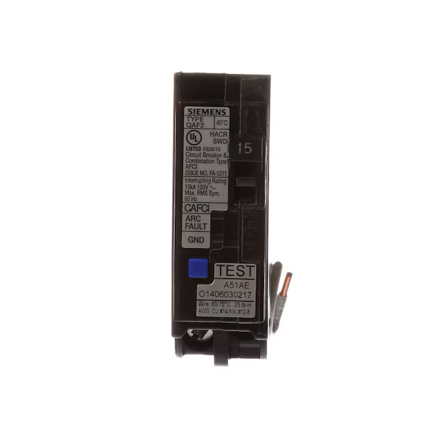 Siemens QAF 15-amp 1-Pole Combination Arc Fault Circuit Breaker