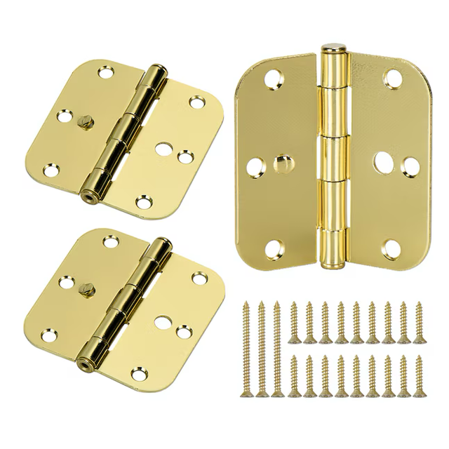 RELIABILT 3-1/2-in H x 5/8-in Radius Brignt Brass Security Interior Door Hinge (3-Pack)