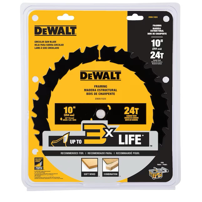 DEWALT Large Diameter Saw Blades 10-in 24-Tooth Rough Finish Tungsten Carbide-tipped Steel Table Saw Blade