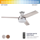 Harbor Breeze Mac III Easy2Hang 52-in Brushed Nickel Color-changing Indoor Flush Mount Ceiling Fan with Light and Remote (3-Blade)