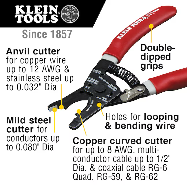 Juego de herramientas de instalación de cable coaxial de Klein Tools con estuche con cierre Kit de herramientas de compresión coaxial