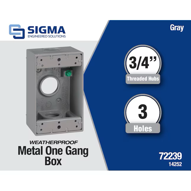 Caja eléctrica rectangular para trabajos nuevos, de metal, resistente a la intemperie, de 1 unidad, de Sigma Engineered Solutions