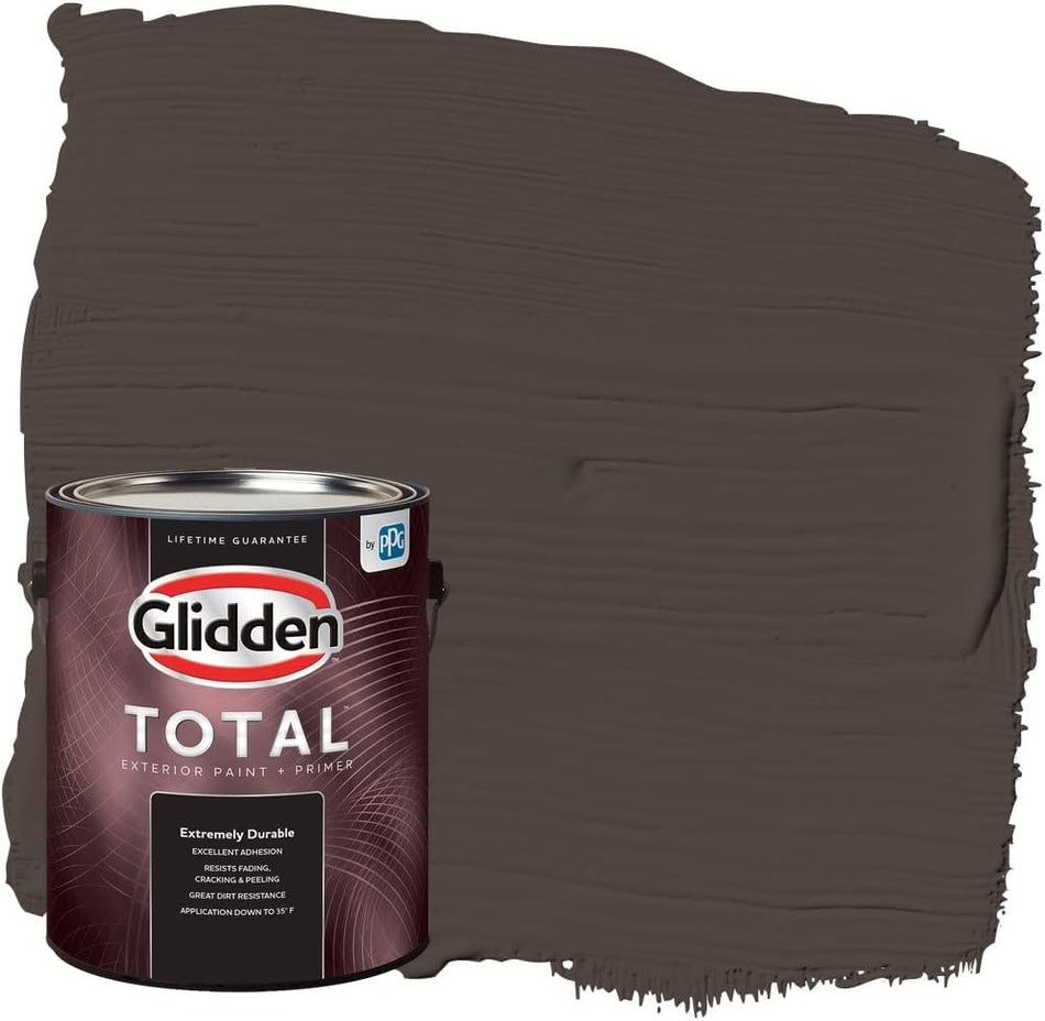 Glidden Total Exterior Paint & Primer Semi-Gloss, Dark Granite